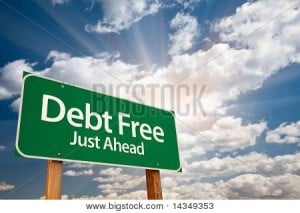 Debt free road sign